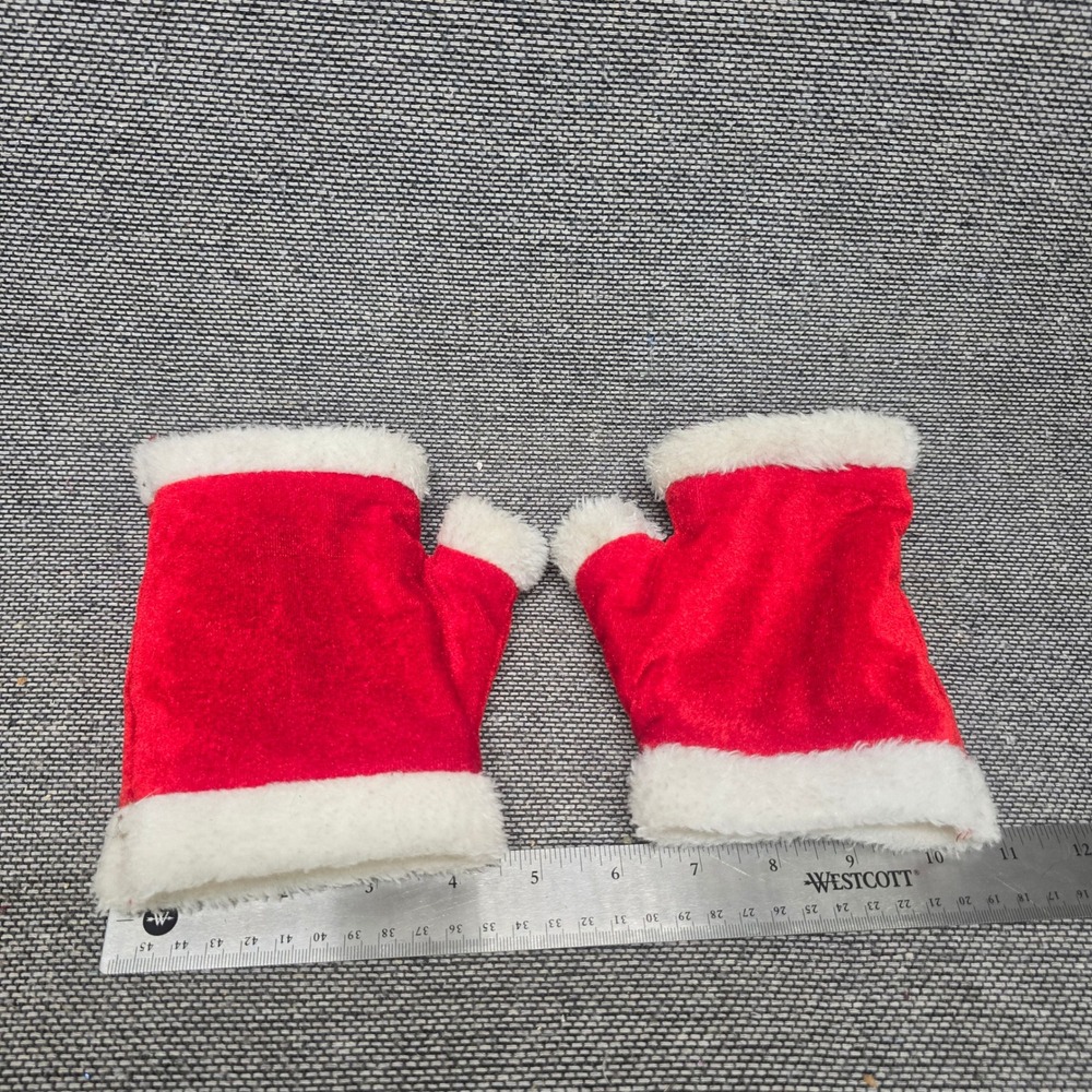 Momentum Brands Santa Fingerless Gloves Christmas Costume OS Red White Faux Fur